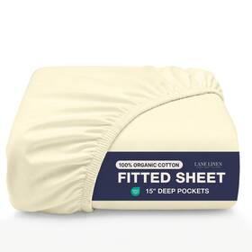Lane Linen 840399715624 100% Organic Cotton Twin Xl Size Fitted Sheet 12 Vanilla