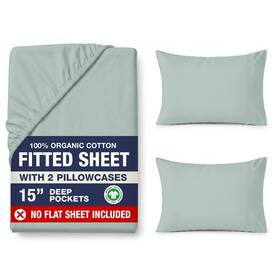 Lane Linen 840399721151 100% Organic Cotton Fitted Sheet Full Size Set No Flat - Soft And Breat