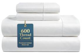 Lane Linen 840399733901 Queen Sheet Set - 600 Thread Count Premium Soft 01 White