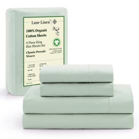 Lane Linen 850026980554 100% Organic Cotton Sheets King Size 15 Inch Deep Pocket Fully Elasticized Soft Lane Linen 850026980554 100% Organic Cotton Sheets King Size 15 Inch Deep Pocket Fully Elasticized Soft