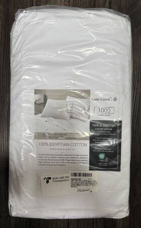 Lane Linen 904448902266 100% Egyptian Cotton Bed Sheets - 1000 Thread Ct 3pc Twin Xl Whte