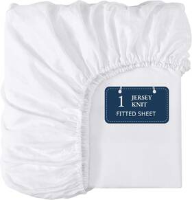 Jfs1p-tw-wht Lane Linen Twin Fitted Sheet Only - 4 Way Stretch Knitted Deep White