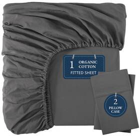 Ogn160fs-qn-chr Lane Linen Queen Fitted Sheet 100 Organic Cotton Soft Comfy Fully Elasticized Mercerized