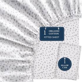 Ogn160fs-tw-grywht Lane Linen 100% Organic Cotton Twin Fitted 2pc 08 White-grey Dot