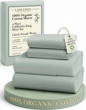 Ogn160ss-ck-cbl Lane Linen 100% Organic Cotton California King Sheets Set 4-piece Pure