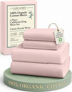 Ogn160ss-ck-srs Lane Linen 100% Organic Cotton Fully Elasticized California King Sheet Set Low Pilling
