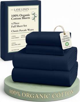 Lane Linen Ogn160ss-fl-nvy Eco Friendly 100% Organic Cotton Fully Elasticized Full 08 Navy