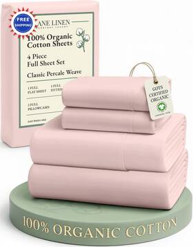 Ogn160ss-fl-spr Lane Linen Organic Cotton Sheets Full Size Bed Machine Washable Fade Resistant