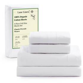 Ogn160ss-fl-wht Lane Linen 100% Organic Mercerized Cotton Pre Washed Full Size Bed Sheets Soft And Comfy
