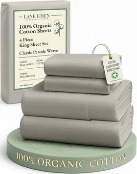 Ogn160ss-kg-hgs Lane Linen 100% Organic Cotton King Sheet Set 4pc 06 Silver