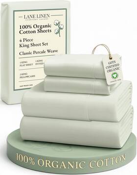 Ogn160ss-kg-min Lane Linen 100% Organic Cotton King Bed Sheet Set Bedsheets 4pc Soft Cooling Fu