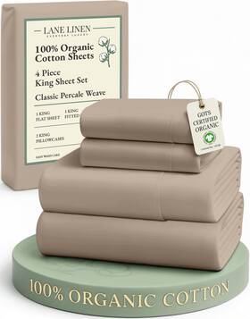 Ogn160ss-kg-tpe Lane Linen 15inch King Organic Cotton Sheets Set Percale Weave Ultra Soft Long Ogn160ss-kg-tpe Lane Linen 15inch King Organic Cotton Sheets Set Percale Weave Ultra Soft Long