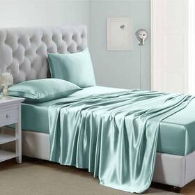 Lanest Housing 313109643697 Silk Satin Sheets Full Size Bed Sheet Set With Deep Pockets Cooling Soft