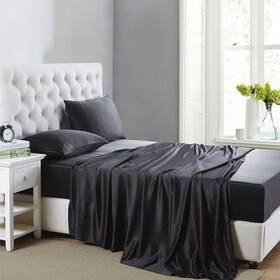 Lanest Housing 613464542834 Silk Satin Sheets Queen Size Bed Sheet Set With Deep Pockets Cooling
