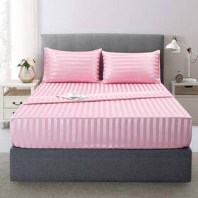 Lanest Housing 726754840845 Satin-silk Sheets Queen Size Bed Set Pink Soft Cooling Deep Pocket She