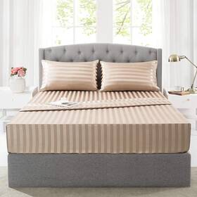 Lanest Housing 726754840883 Satin-silk Sheets Queen Size Bed Set Taupe Soft Cooling Deep Pocket