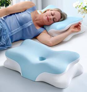Latree 700937360009 5x Pain Relief Cervical Neck Pillow For Support Orthopedic Queen Blue Latree 700937360009 5x Pain Relief Cervical Neck Pillow For Support Orthopedic Queen Blue