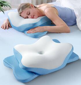 Kt03 Latree 5x Pain Relief Cervical Neck Pillow For Support Queen Light Blue