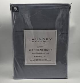 Tbs-4t4k Laundry By Shelli Segal King Blue Sheet Set Extra Deep Pocket 100% Cotton 400 Tc