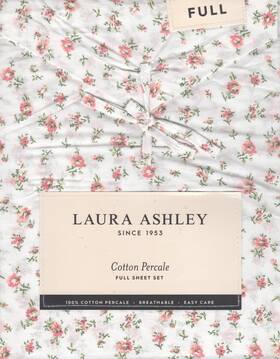 Laura Ashley 199165005293 Full Sheet Set Petite Fleur Pink Floral 4pc Cottage Farmhouse Chic