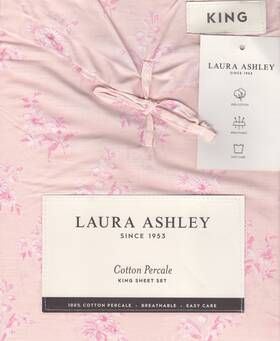 Laura Ashley 199165017814 King Sheet Set Victorian Bouquet Pink 4pc Farmhouse Chic Cottage