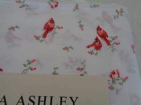 Laura Ashley 199165052815 New Queen Sheet Set 100% Cotton Percale - Red Cardinal