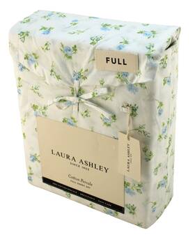 Laura Ashley 199165072387 Full Size Rose Buddies Blue /green Floral Cotton Percale Sheet Set