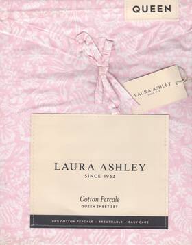 Laura Ashley 199165121986 Queen Sheet Set Pool Frolic Pink 4pc Novelty Fish Farmhouse Chic
