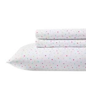 Laura Ashley 445022151126 Confetti 4-piece Pink Microfiber Kids Queen Sheet Set