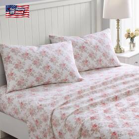 Laura Ashley 445045379354 - Flannel Sheets King Size Anti-pilling And Wrinkle Resistant Cotton