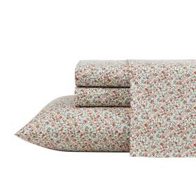 Laura Ashley 445051824893 Emogene 4-piece Orange Cotton Queen Sheet Set Laura Ashley 445051824893 Emogene 4-piece Orange Cotton Queen Sheet Set