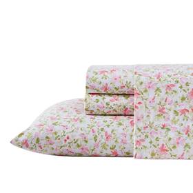 Laura Ashley 744759181435 Norella 4-piece Pink Cotton King Sheet Set
