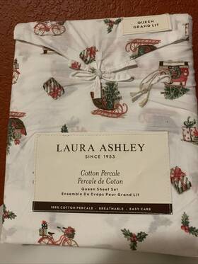 Laura Ashley 883893790216 New 4pc Queen Size Sheet Set- Holiday Vehicles Ashley- Out Of Stock