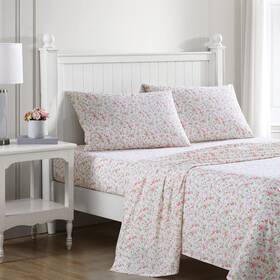 Laura Ashley 883893796034 Queen Sheets Cotton Percale Bedding Set Lightweight And Breathable Home Dec