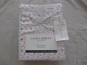 Laura Ashley 883893849198 New 4pc King Sheet Set Cottage Petite Floral Evie Maroon Pink Green