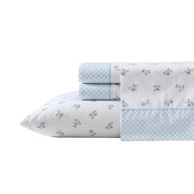 Laura Ashley 883893859166 - Sheet Set Breathable Percale Cotton Bedding 200 Thread Count