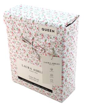 Laura Ashley 883893868328 Nwt Evie Queen Size Pink /green Floral Cotton Percale Sheet Set