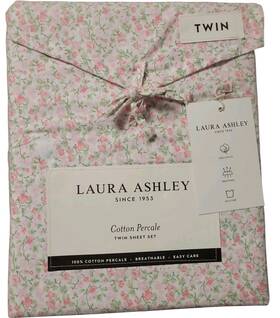 Laura Ashley 883893870062 Emogene Pink Floral Twin Sheet Set 200tc Cotton Percale Laura Ashley 883893870062 Emogene Pink Floral Twin Sheet Set 200tc Cotton Percale