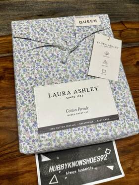 Laura Ashley 883893874220 Queen Sheet Set Emogene Floral Heather 4pc Periwinkle Lilac Purple