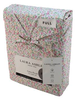 Laura Ashley 883893889972 New Full Size Loveston Floral Pink/green Cotton Percale Sheet Set