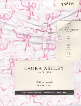 Laura Ashley 883893898509 Twin Sheet Set Trailing Bows Pink 3pc Farmhouse Chic Cottage White Laura Ashley 883893898509 Twin Sheet Set Trailing Bows Pink 3pc Farmhouse Chic Cottage White