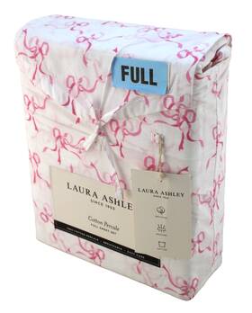 Laura Ashley 883893898523 Nwt Pink Trailing Bows Full Size 100% Cotton Percale Sheet Set Laura Ashley 883893898523 Nwt Pink Trailing Bows Full Size 100% Cotton Percale Sheet Set