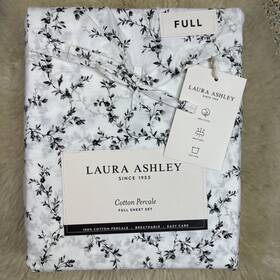 Laura Ashley 883893905122 Full Sheet Set Inch Sara S Sprig 4pc Cottage White Black