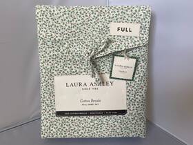 Laura Ashley 883893922617 Full Sheet Set Jolly Holly Green 4pc Cottage Holiday Red Farmhouse