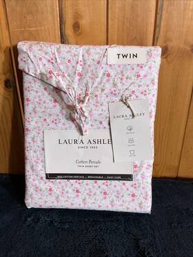Laura Ashley 883893942813 Twin Sheet Set Evie Pink Floral 3pc Farmhouse Shabby Chic Cottage