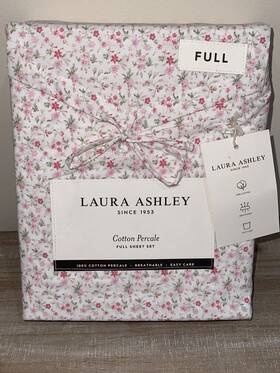 Laura Ashley 883893942844 Full Sheet Set Evie Floral Pink Vert-green 4pc Nwt