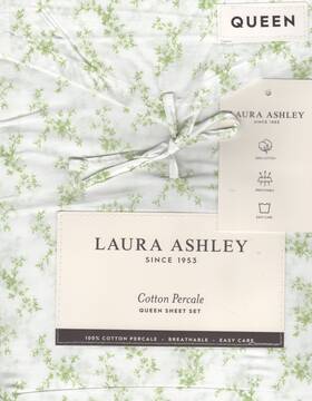 Laura Ashley 883893987036 Queen Sheet Set Pretty Toss Green Floral 4pc Cottage Chic Farmhouse Laura Ashley 883893987036 Queen Sheet Set Pretty Toss Green Floral 4pc Cottage Chic Farmhouse