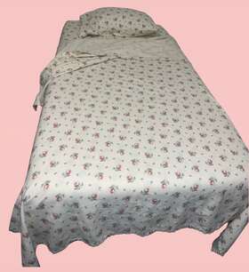 Laura Ashley Home 883893304116 Flannel Twin Sheet Set Pink Roses Floral Shabby Chic Farmhouse