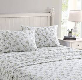 Ushsa01065724 Laura Ashley King Sheet Set 4-pcs Flannel Deep Pocket Machine Washable Blue