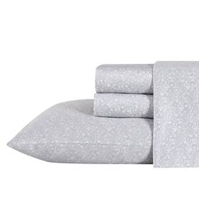 Ushsa01163726 Laura Ashley Winnie 4-piece Gray Floral Cotton Queen Sheet Set